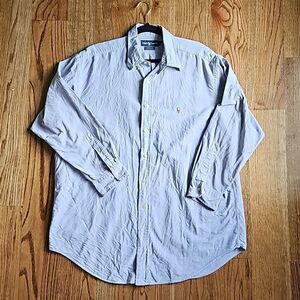 RALPH LAUREN Purple Yarmouth Oxford Button Down Long Sleeve Shirt, Size 17.5"